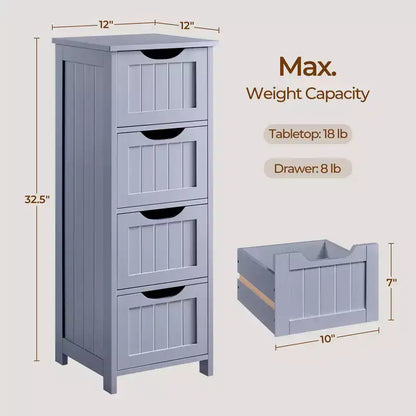 Meuble de salle de bain en bois Yaheetech, organiseur de rangement avec 4 tiroirs