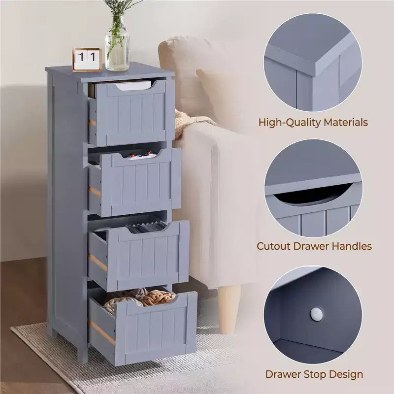 Meuble de salle de bain en bois Yaheetech, organiseur de rangement avec 4 tiroirs