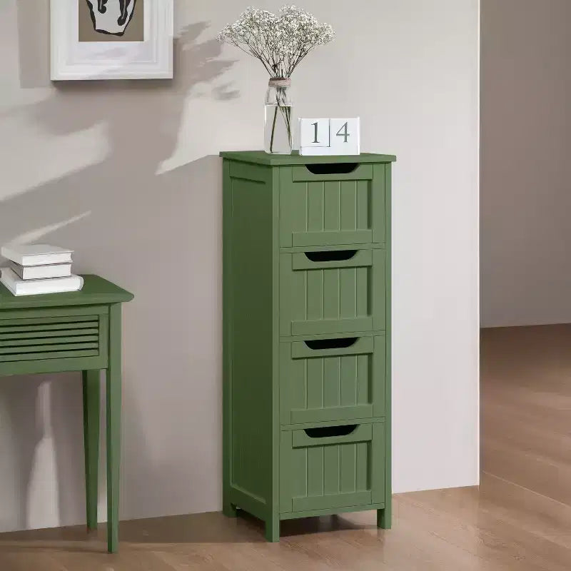 Meuble de salle de bain en bois Yaheetech, organiseur de rangement avec 4 tiroirs