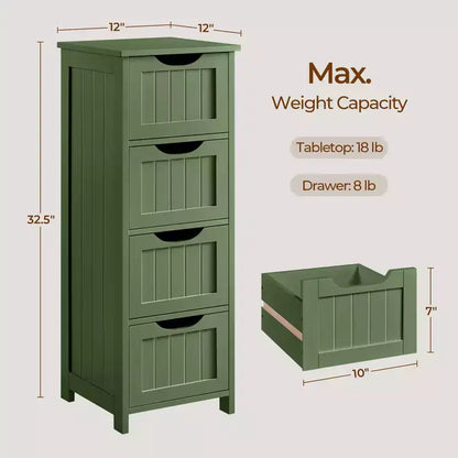 Meuble de salle de bain en bois Yaheetech, organiseur de rangement avec 4 tiroirs