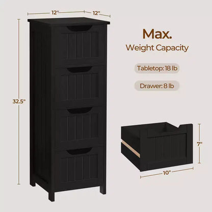 Meuble de salle de bain en bois Yaheetech, organiseur de rangement avec 4 tiroirs