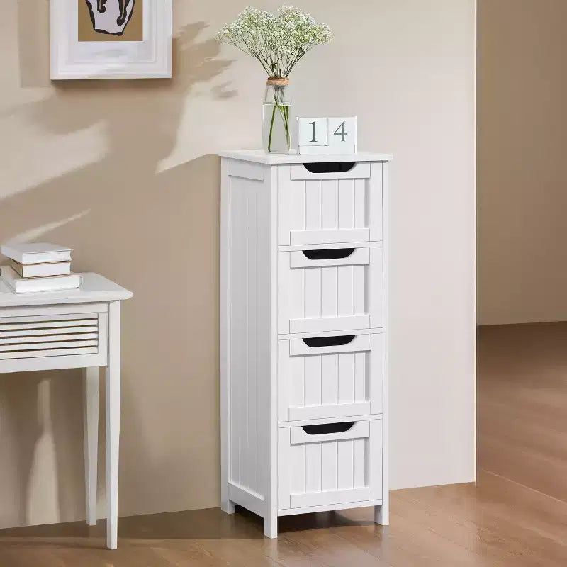 Meuble de salle de bain en bois Yaheetech, organiseur de rangement avec 4 tiroirs