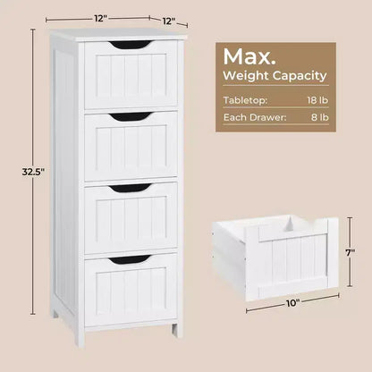 Meuble de salle de bain en bois Yaheetech, organiseur de rangement avec 4 tiroirs