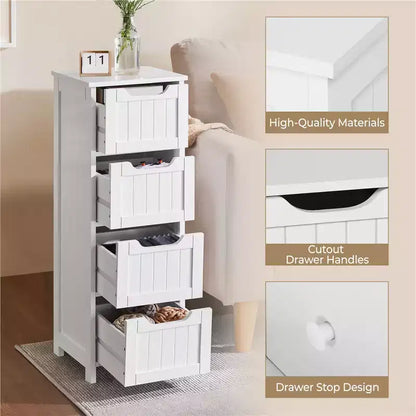 Meuble de salle de bain en bois Yaheetech, organiseur de rangement avec 4 tiroirs