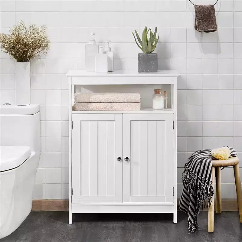 Meuble de salle de bain en bois Yaheetech avec étagères réglables