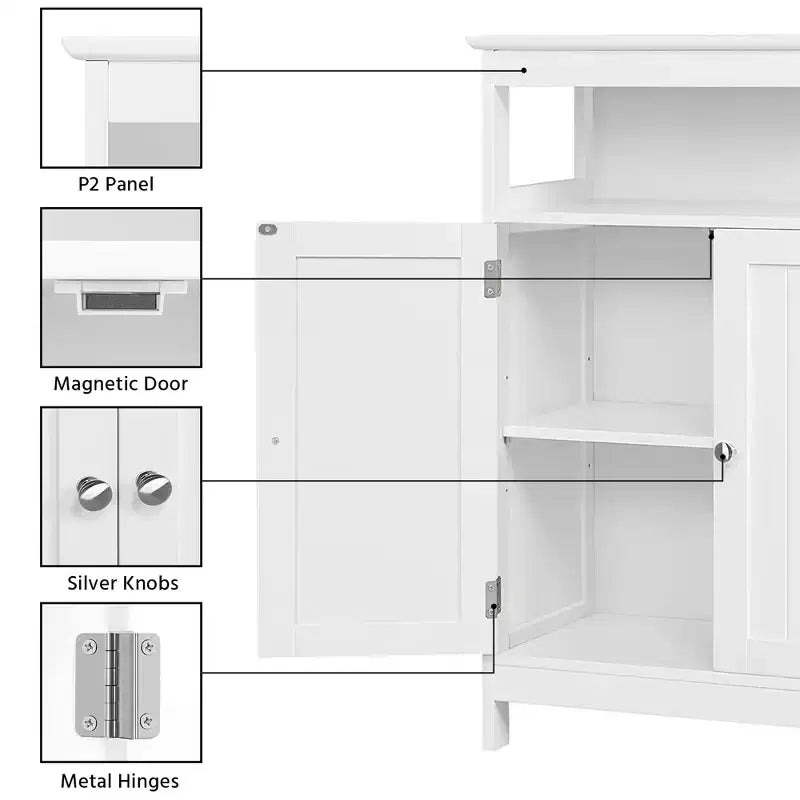 Meuble de salle de bain en bois Yaheetech avec étagères réglables