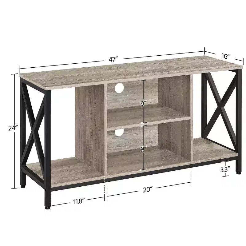 Meuble TV Yaheetech 119 cm, Console TV 119 cm de large, Gris