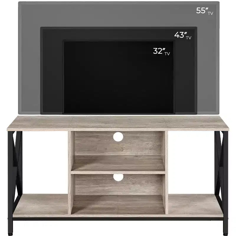 Meuble TV Yaheetech 119 cm, Console TV 119 cm de large, Gris