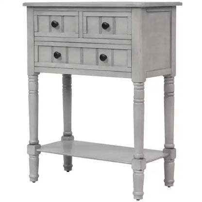 Console ModernLuxe avec trois tiroirs de rangement et une étagère inférieure