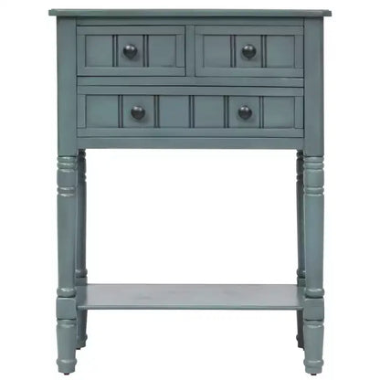 Console ModernLuxe avec trois tiroirs de rangement et une étagère inférieure