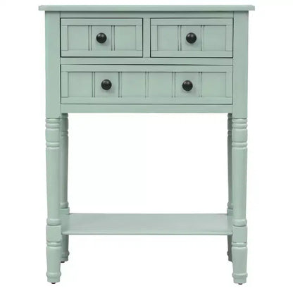 Console ModernLuxe avec trois tiroirs de rangement et une étagère inférieure