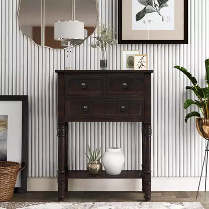 ModernLuxe Console Table with Three Storage Drawers and Bottom Shelf
