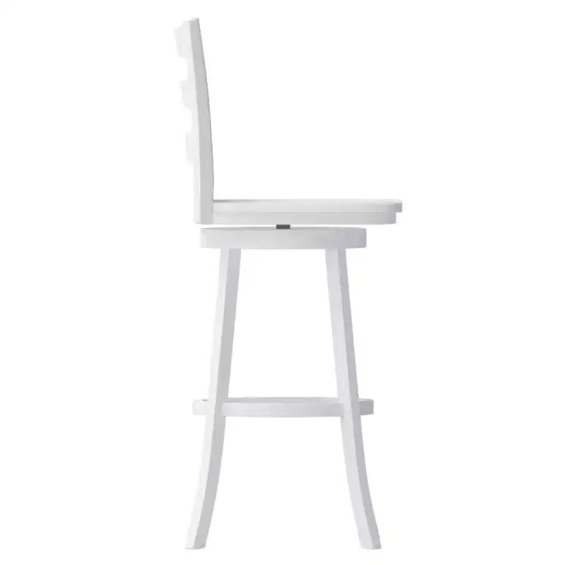 Tabouret pivotant classique en bois à dossier échelle de qualité commerciale Merrick Lane avec siège et repose-pieds en bois massif