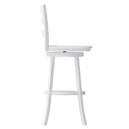 Tabouret pivotant classique en bois à dossier échelle de qualité commerciale Merrick Lane avec siège et repose-pieds en bois massif