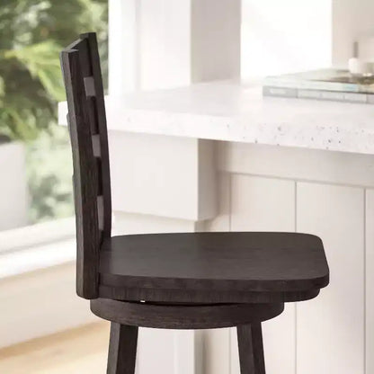 Tabouret pivotant classique en bois à dossier échelle de qualité commerciale Merrick Lane avec siège et repose-pieds en bois massif