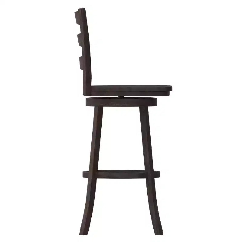 Tabouret pivotant classique en bois à dossier échelle de qualité commerciale Merrick Lane avec siège et repose-pieds en bois massif