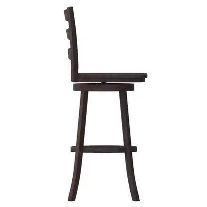 Tabouret pivotant classique en bois à dossier échelle de qualité commerciale Merrick Lane avec siège et repose-pieds en bois massif