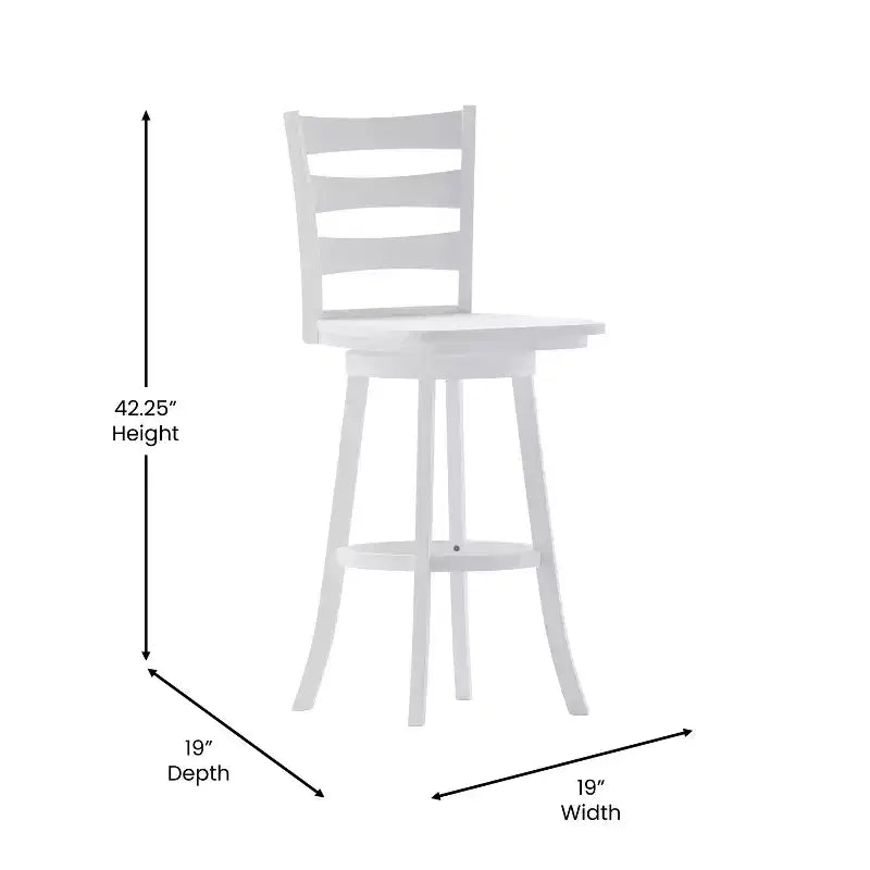 Tabouret pivotant classique en bois à dossier échelle de qualité commerciale Merrick Lane avec siège et repose-pieds en bois massif