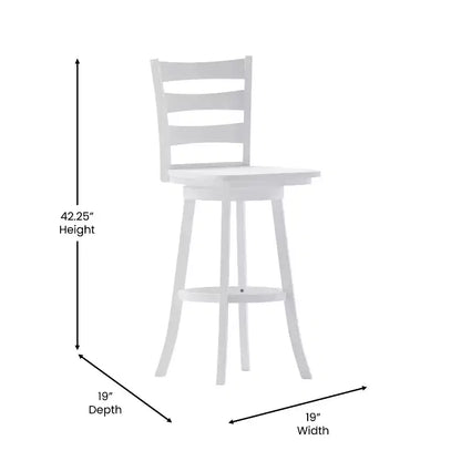 Tabouret pivotant classique en bois à dossier échelle de qualité commerciale Merrick Lane avec siège et repose-pieds en bois massif