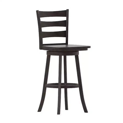 Tabouret pivotant classique en bois à dossier échelle de qualité commerciale Merrick Lane avec siège et repose-pieds en bois massif