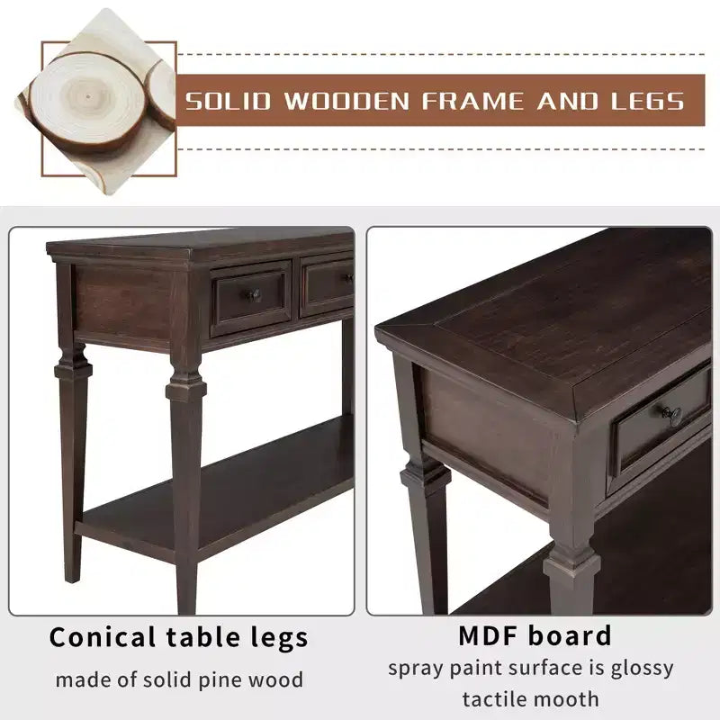 Console de table rétro avec tiroirs et étagère - ModernLuxe