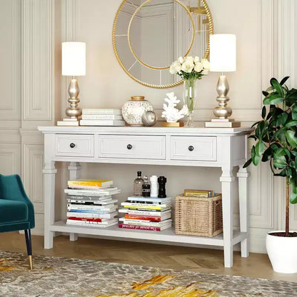 Console de table rétro avec tiroirs et étagère - ModernLuxe