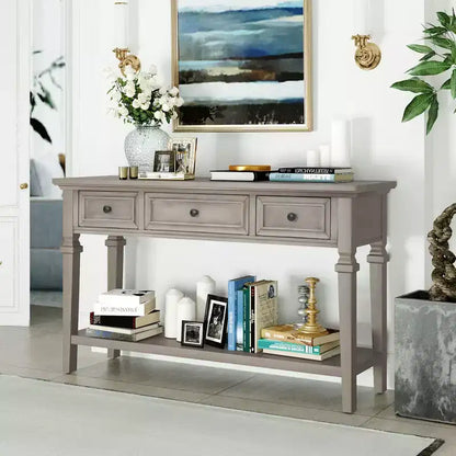 Console de table rétro avec tiroirs et étagère - ModernLuxe