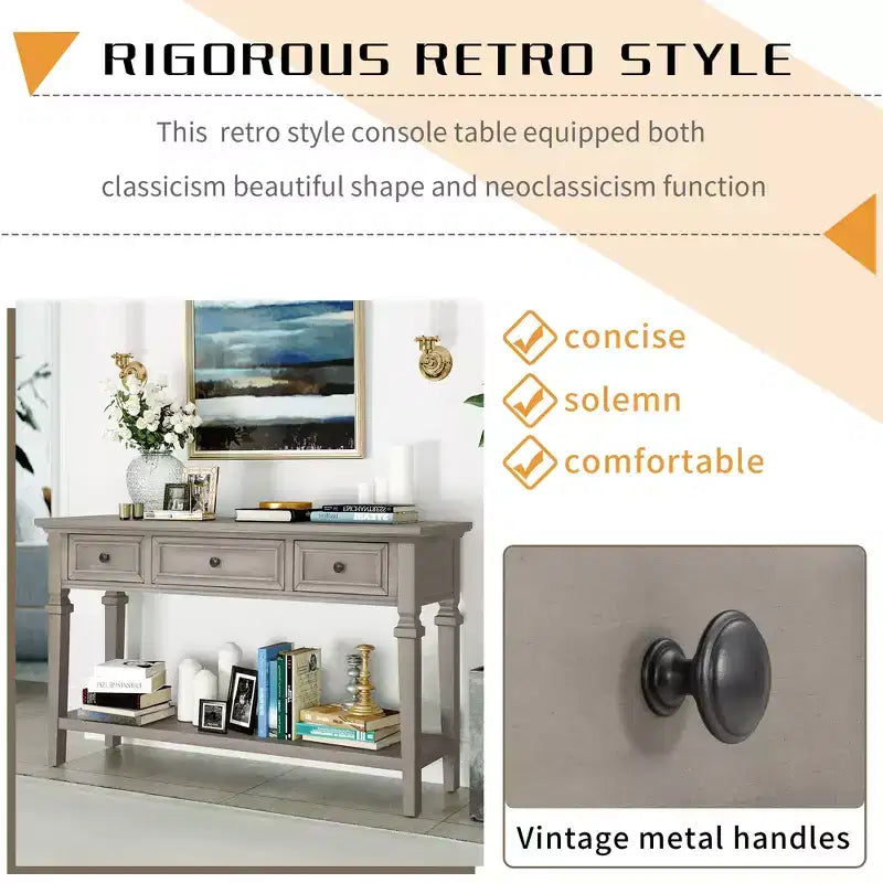 Console de table rétro avec tiroirs et étagère - ModernLuxe