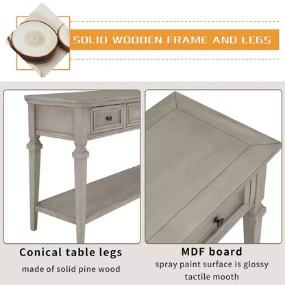 Console de table rétro avec tiroirs et étagère - ModernLuxe