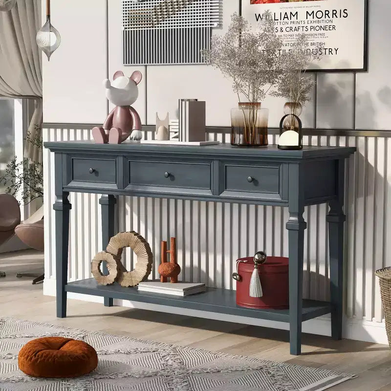 Console de table rétro avec tiroirs et étagère - ModernLuxe