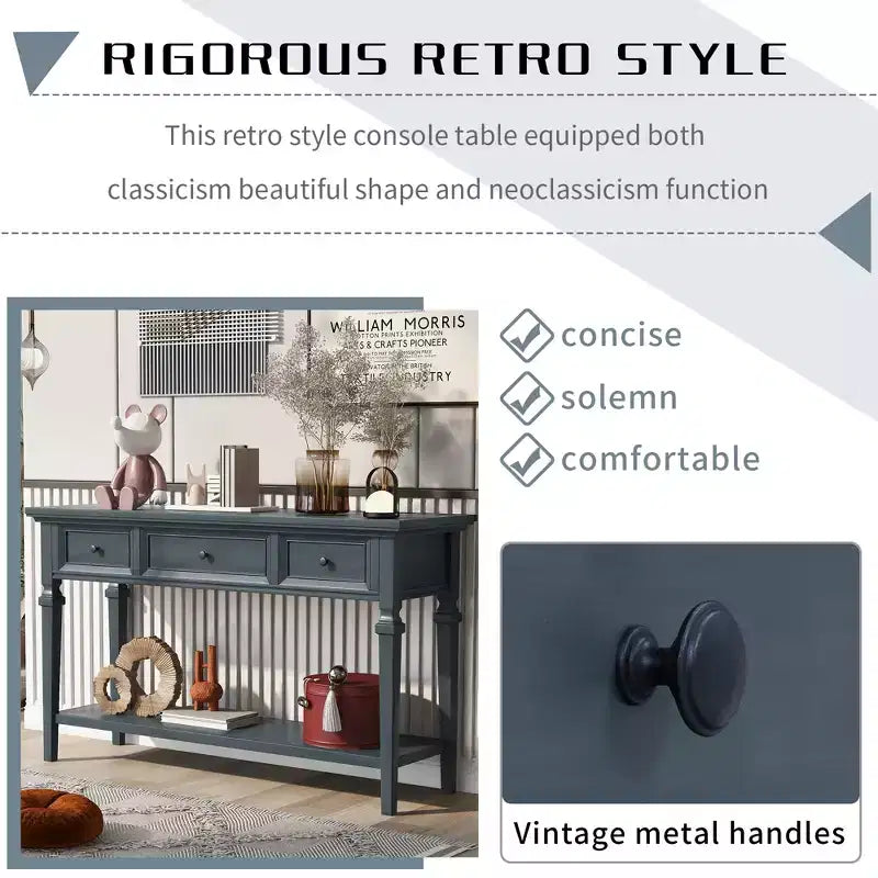 Console de table rétro avec tiroirs et étagère - ModernLuxe