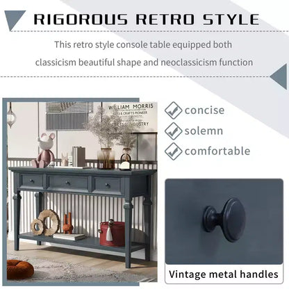 Console de table rétro avec tiroirs et étagère - ModernLuxe
