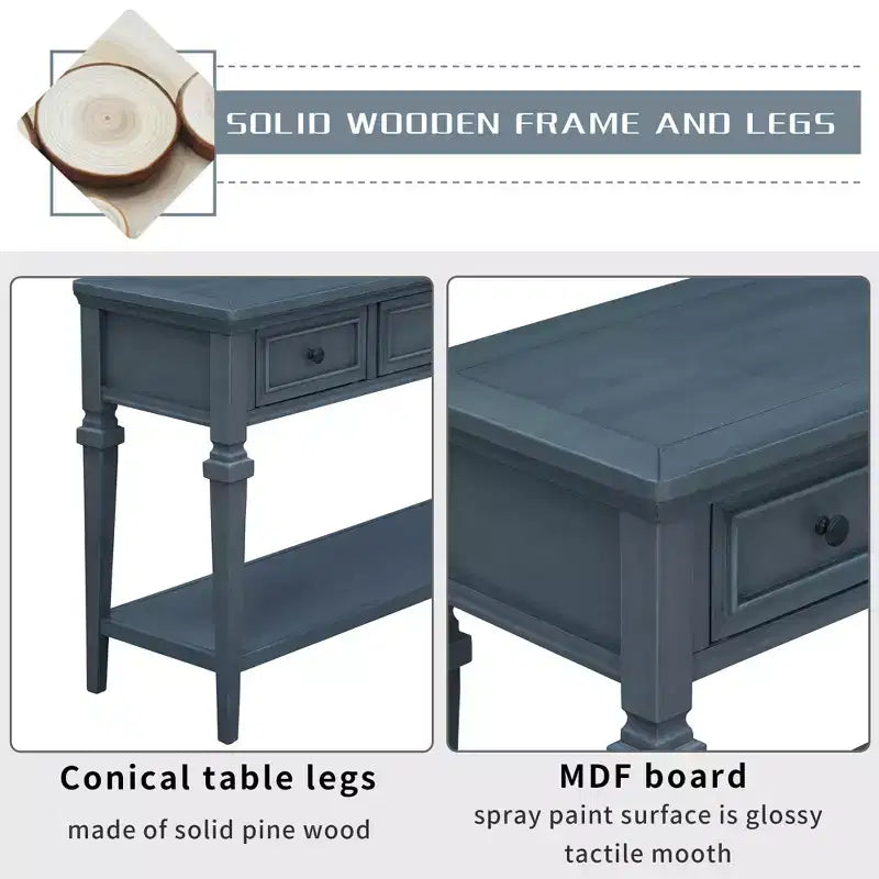Console de table rétro avec tiroirs et étagère - ModernLuxe