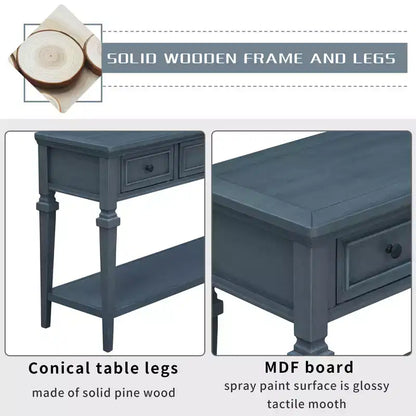 Console de table rétro avec tiroirs et étagère - ModernLuxe
