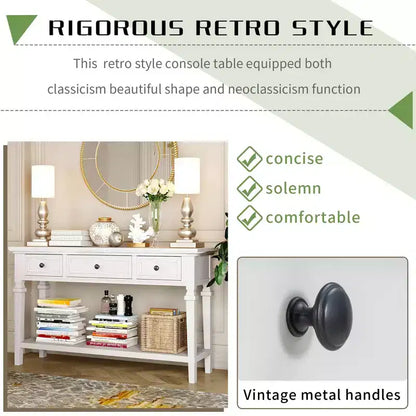 Console de table rétro avec tiroirs et étagère - ModernLuxe