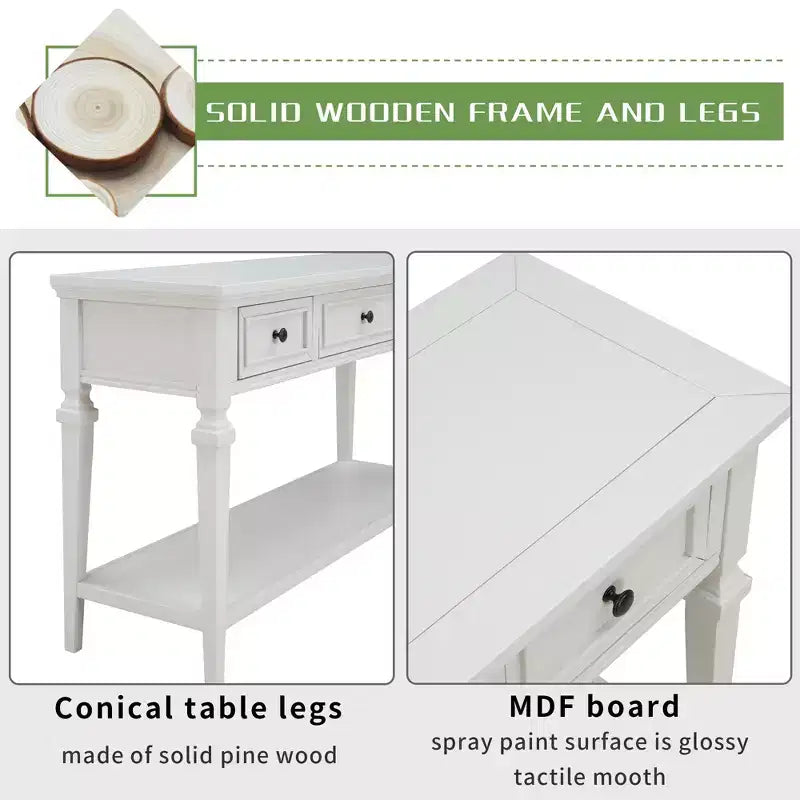 Console de table rétro avec tiroirs et étagère - ModernLuxe