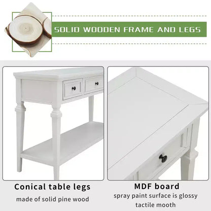 Console de table rétro avec tiroirs et étagère - ModernLuxe