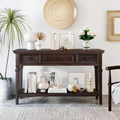 Console de table rétro avec tiroirs et étagère - ModernLuxe