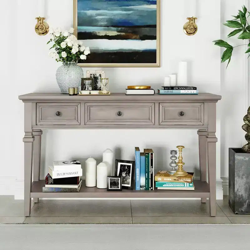 Console de table rétro avec tiroirs et étagère - ModernLuxe