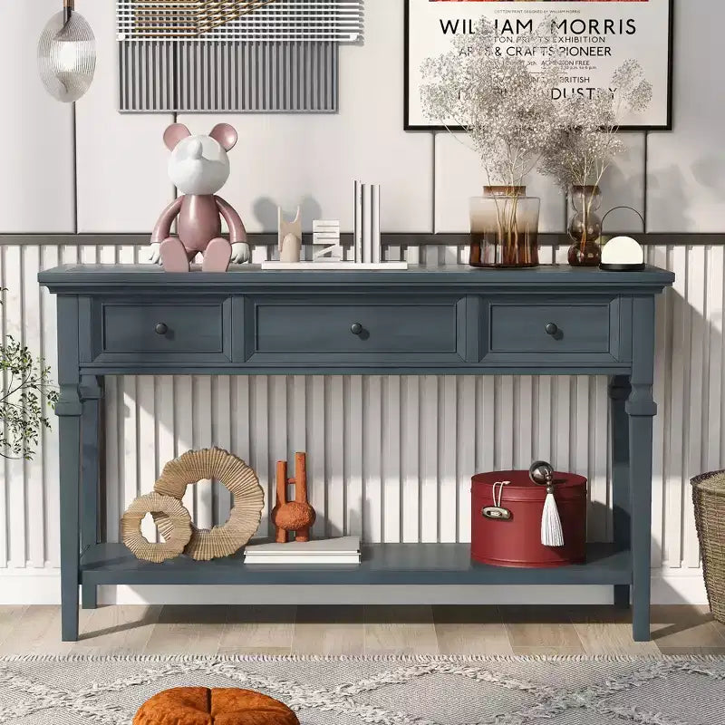 Console de table rétro avec tiroirs et étagère - ModernLuxe