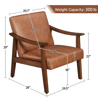 Fauteuil d'appoint moderne Yaheetech en similicuir avec pieds en bois massif