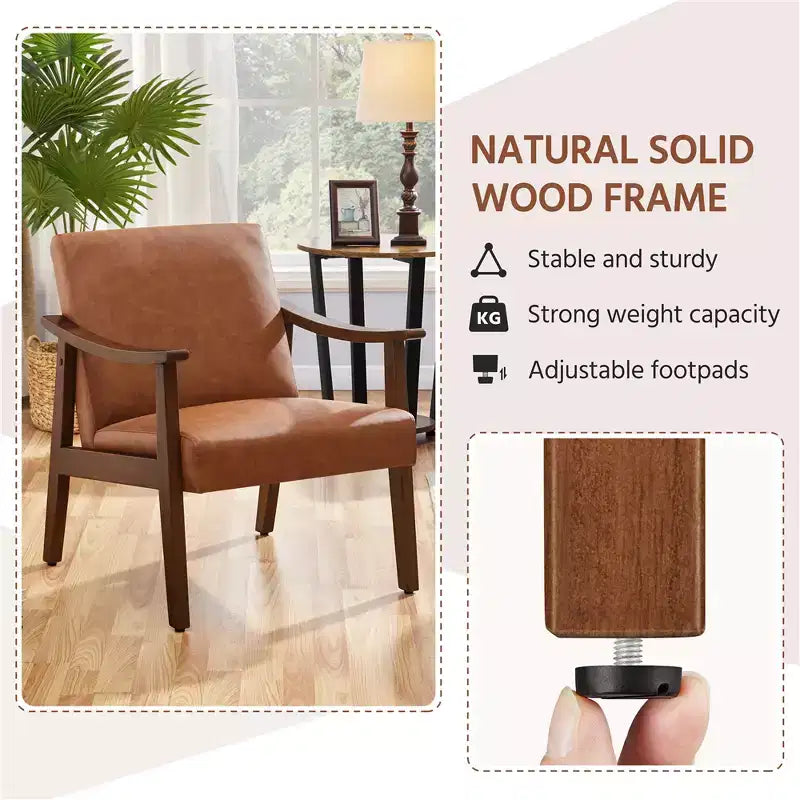 Fauteuil d'appoint moderne Yaheetech en similicuir avec pieds en bois massif