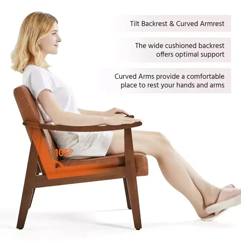 Fauteuil d'appoint moderne Yaheetech en similicuir avec pieds en bois massif