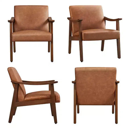 Fauteuil d'appoint moderne Yaheetech en similicuir avec pieds en bois massif