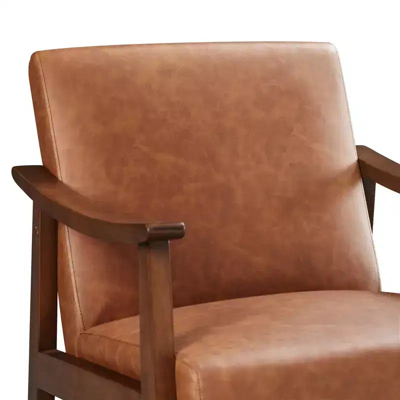 Fauteuil d'appoint moderne Yaheetech en similicuir avec pieds en bois massif