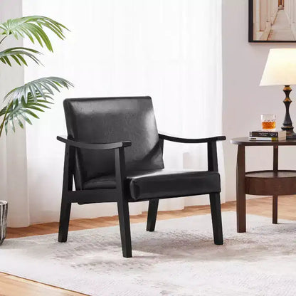 Fauteuil d'appoint moderne Yaheetech en similicuir avec pieds en bois massif