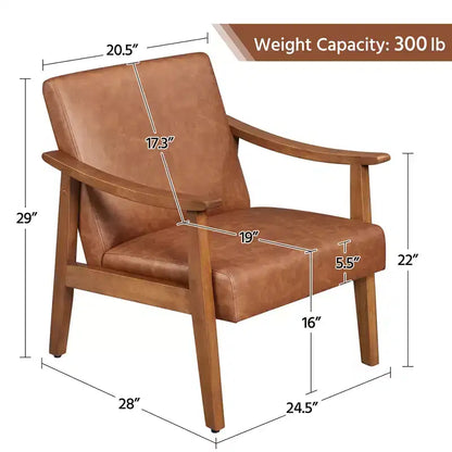 Fauteuil d'appoint moderne Yaheetech en similicuir avec pieds en bois massif
