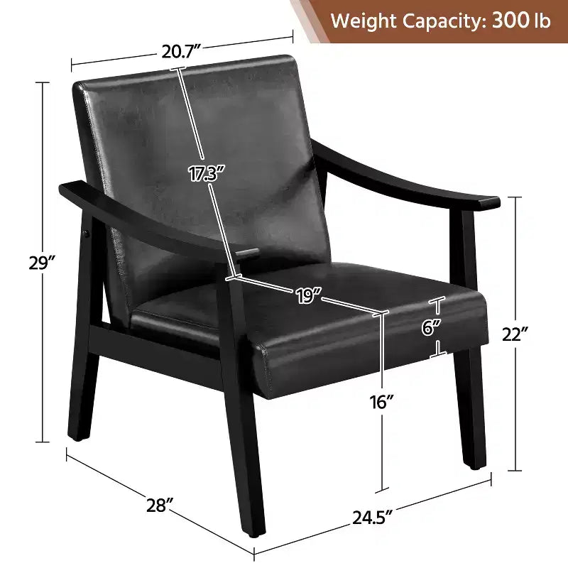 Fauteuil d'appoint moderne Yaheetech en similicuir avec pieds en bois massif