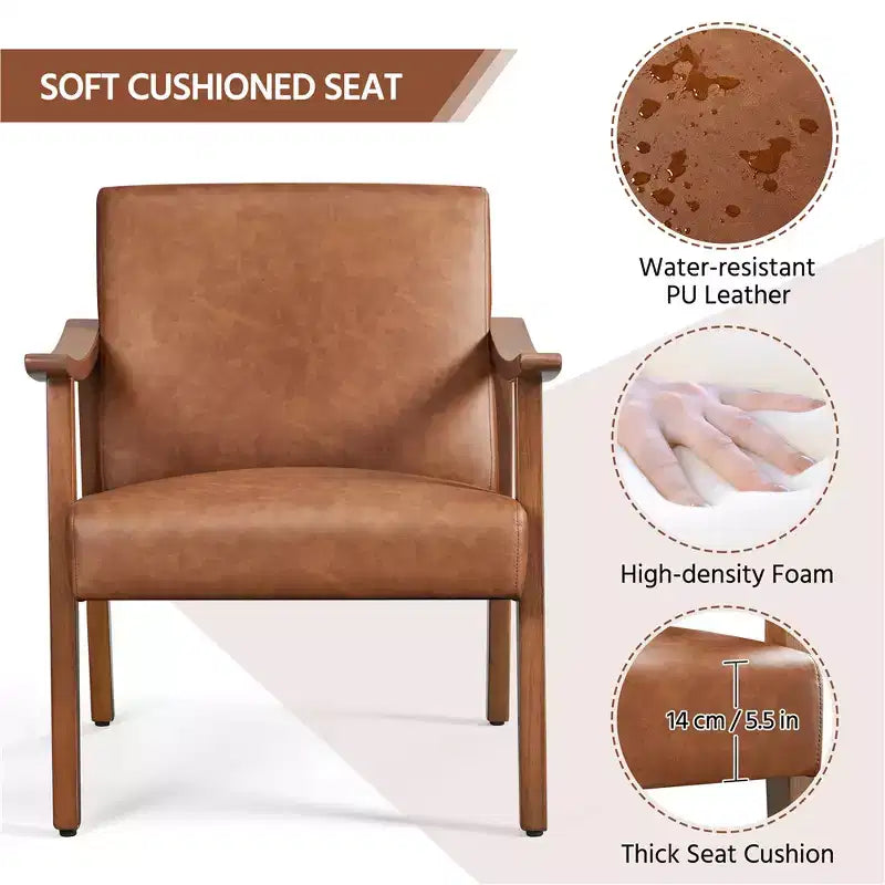 Fauteuil d'appoint moderne Yaheetech en similicuir avec pieds en bois massif