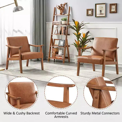 Fauteuil d'appoint moderne Yaheetech en similicuir avec pieds en bois massif